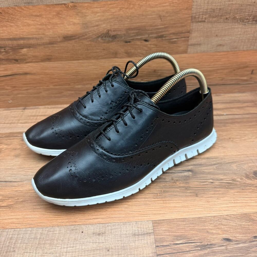 Cole Haan ZeroGrand Wingtip Oxford Womens Size 9.5B Black Leather Sneaker W18202